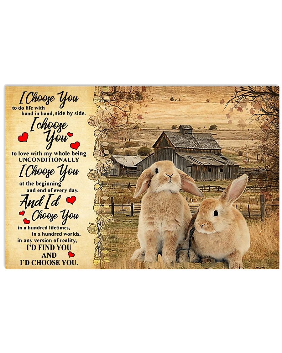 Rabbit Poster I Choose To Live By Choose Not By Choice Not By Chance To Make Changes Not Excuses Wall Decor Decorative Home For Bedroom Gift For Friend And Relative No Frame