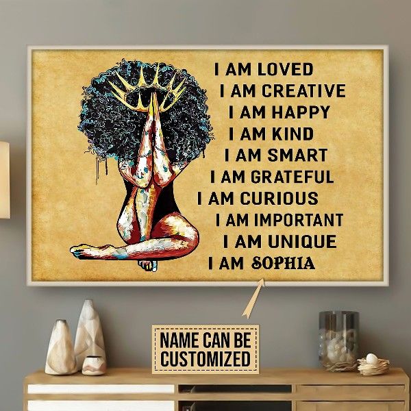 Juneteenth Freedom Day Liberation gift black queen tie dye i am unique Home Living Room Wall Decor Horizontal Poster Canvas G95