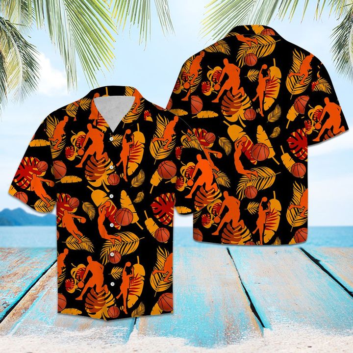 Basketball Orange Hawaiian Shirt Summer Button Up For Men, Women, Couple