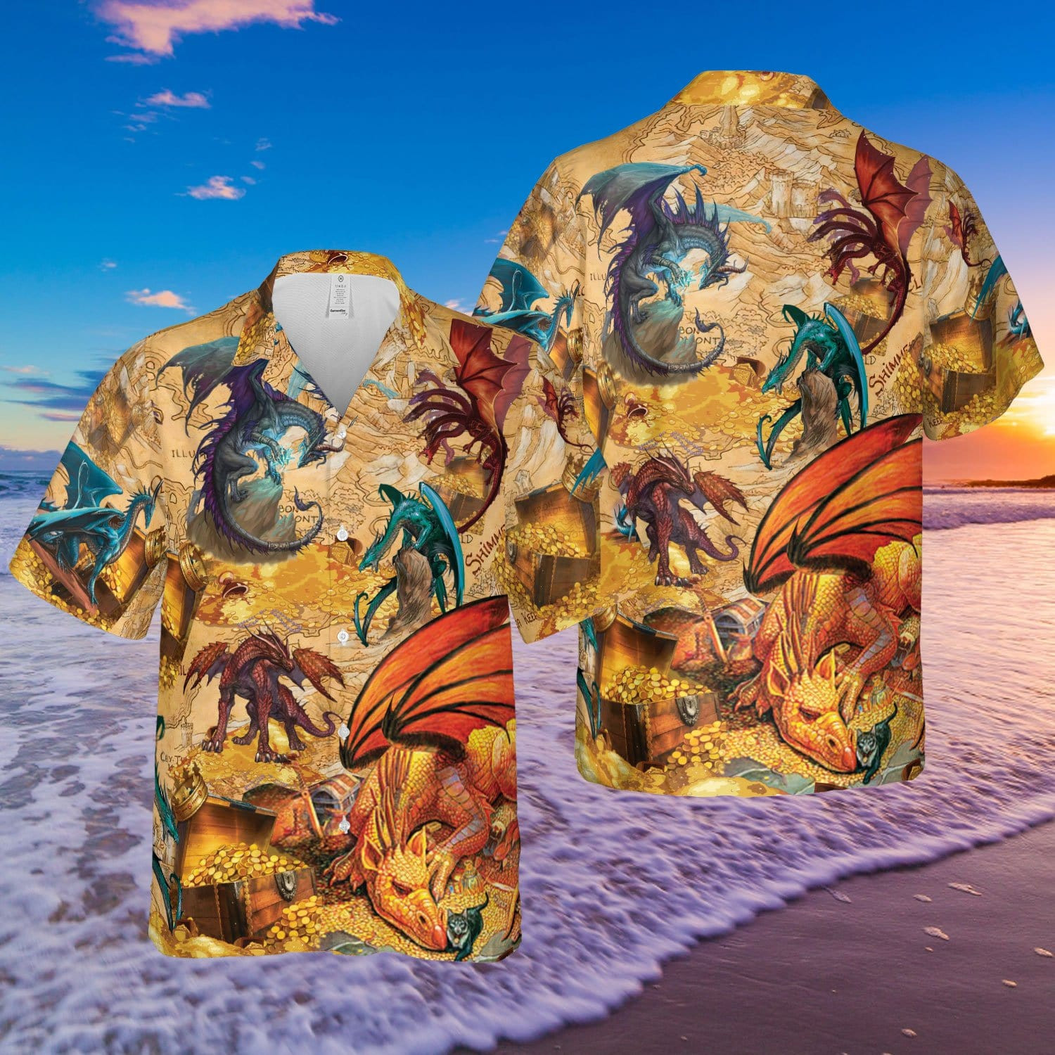 Hawaii Aloha Shirts Dragon Map Ha25454