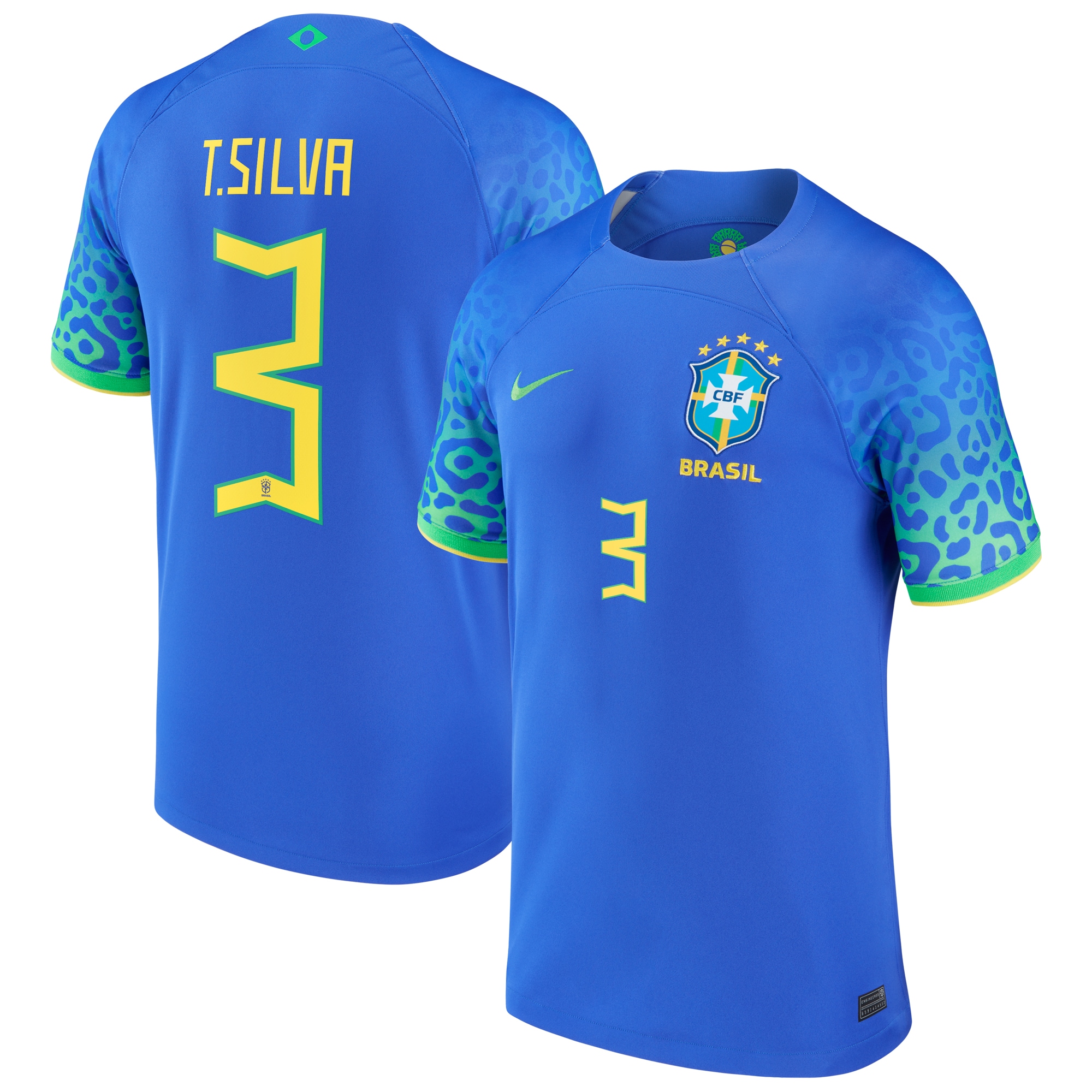 Thiago Silva Brazil National Team 2022/23 Replica Away Jersey – Blue