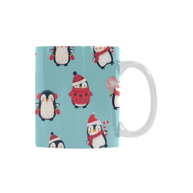 Cute penguin christmas  design pattern Classical White Mug (Fulfilled In US)