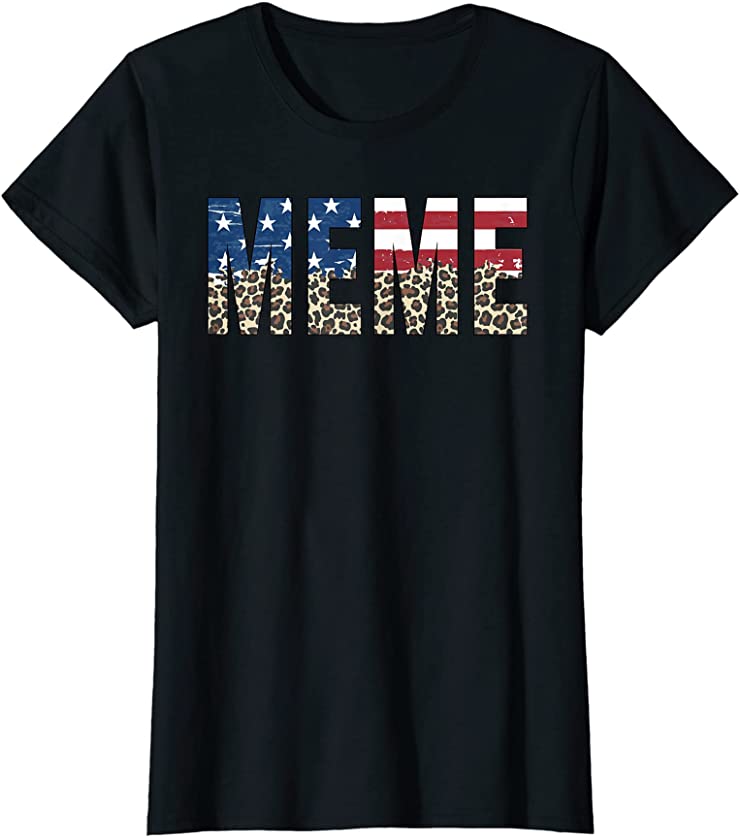 Womens 4th Of July Meme Patriotic Flag And Leopard Independence Day T-Shirt