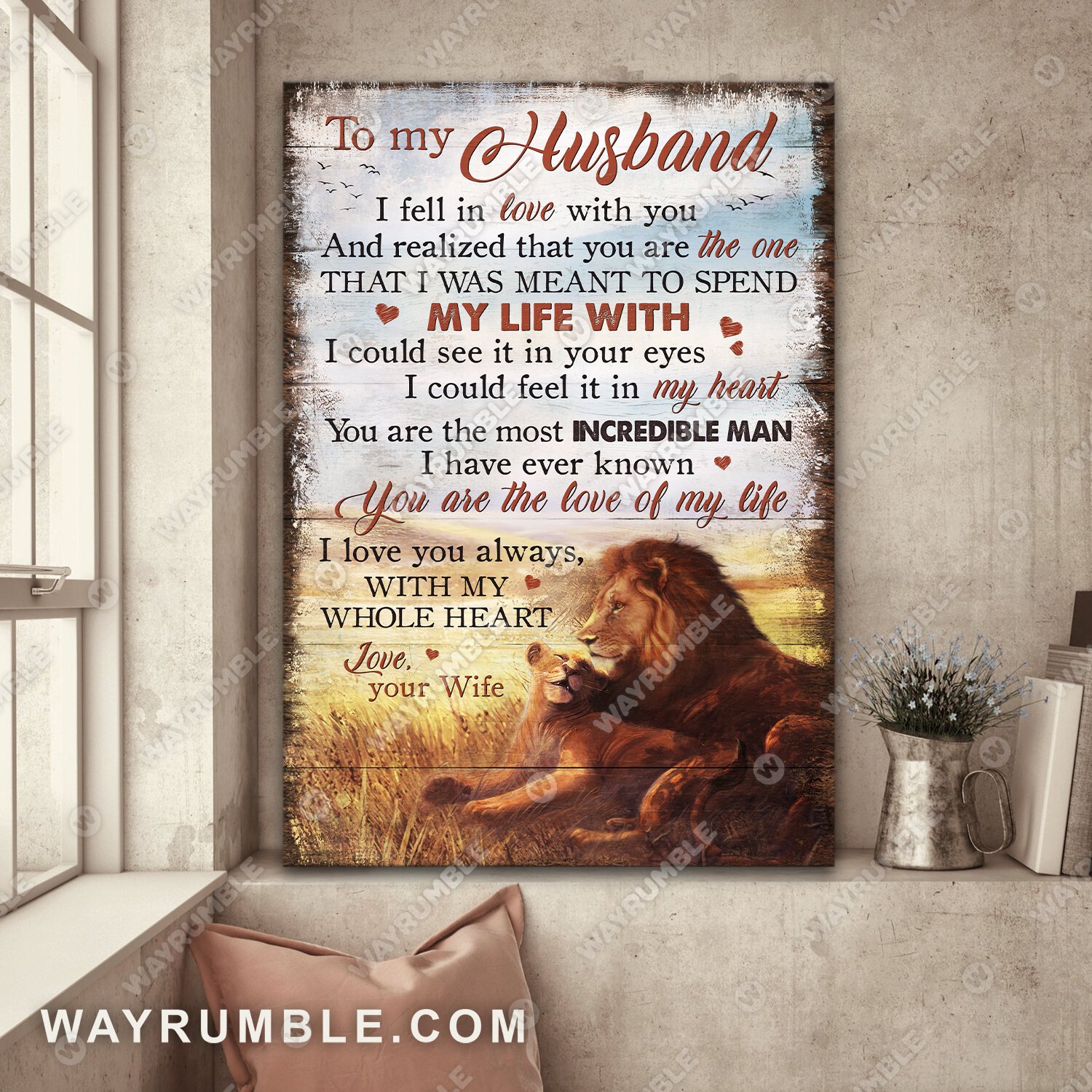 To My Husband, Lion Artwork, You Are The Love Of My Life – Couple Portrait Canvas Prints, Wall Art