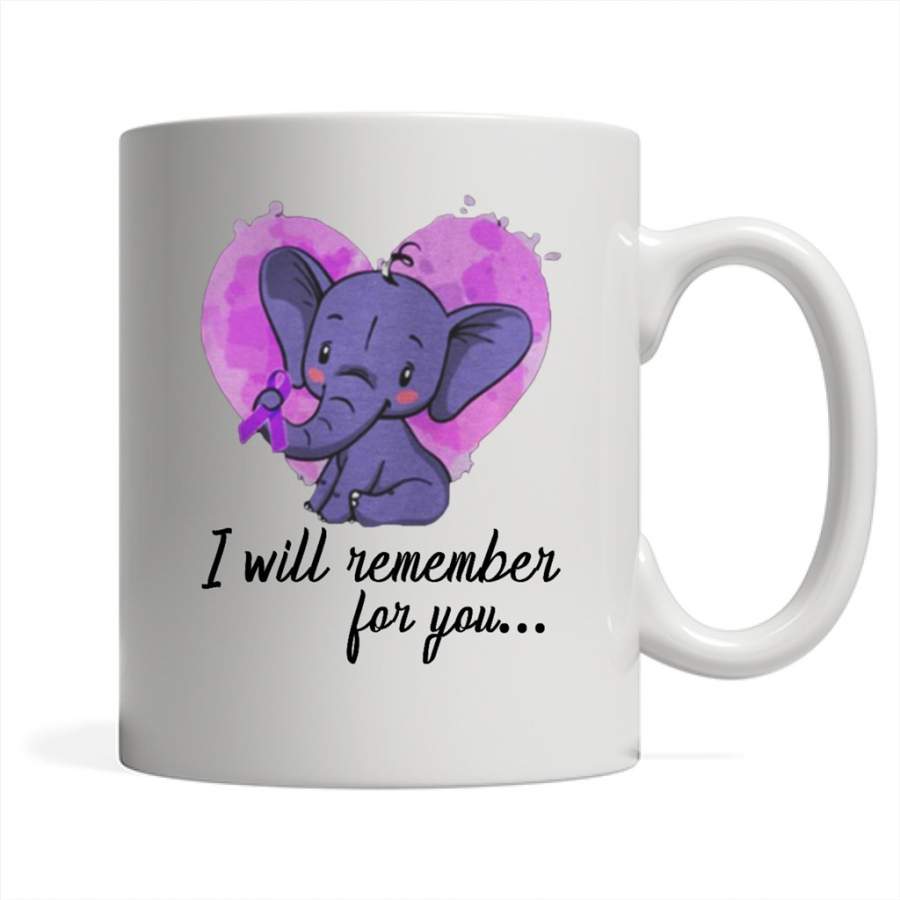 Baby Elephant Alzheimers Heart I Will Remember For You – Full-Wrap Coffee White Mug