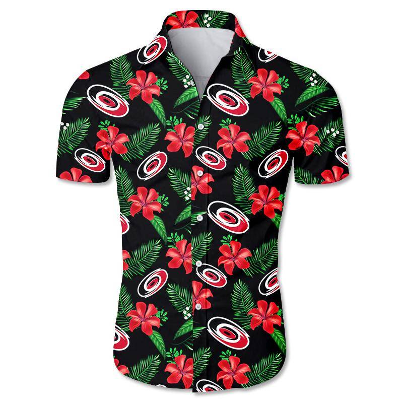 Carolina Hurricanes Hawaiian Shirt Floral Button Up Slim Fit Body