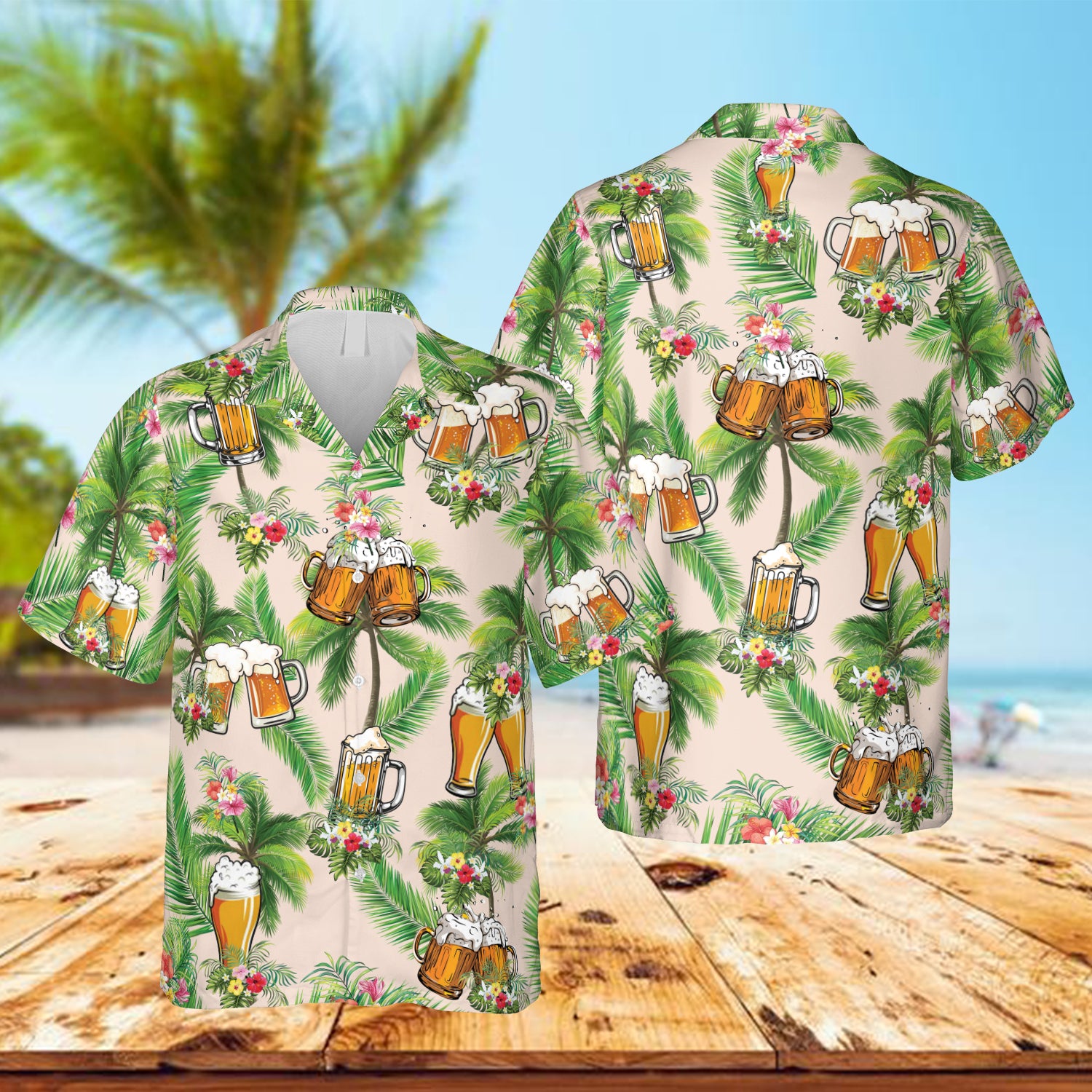 Beer And Palms Hawaiian Lounge Shirt Ha54290