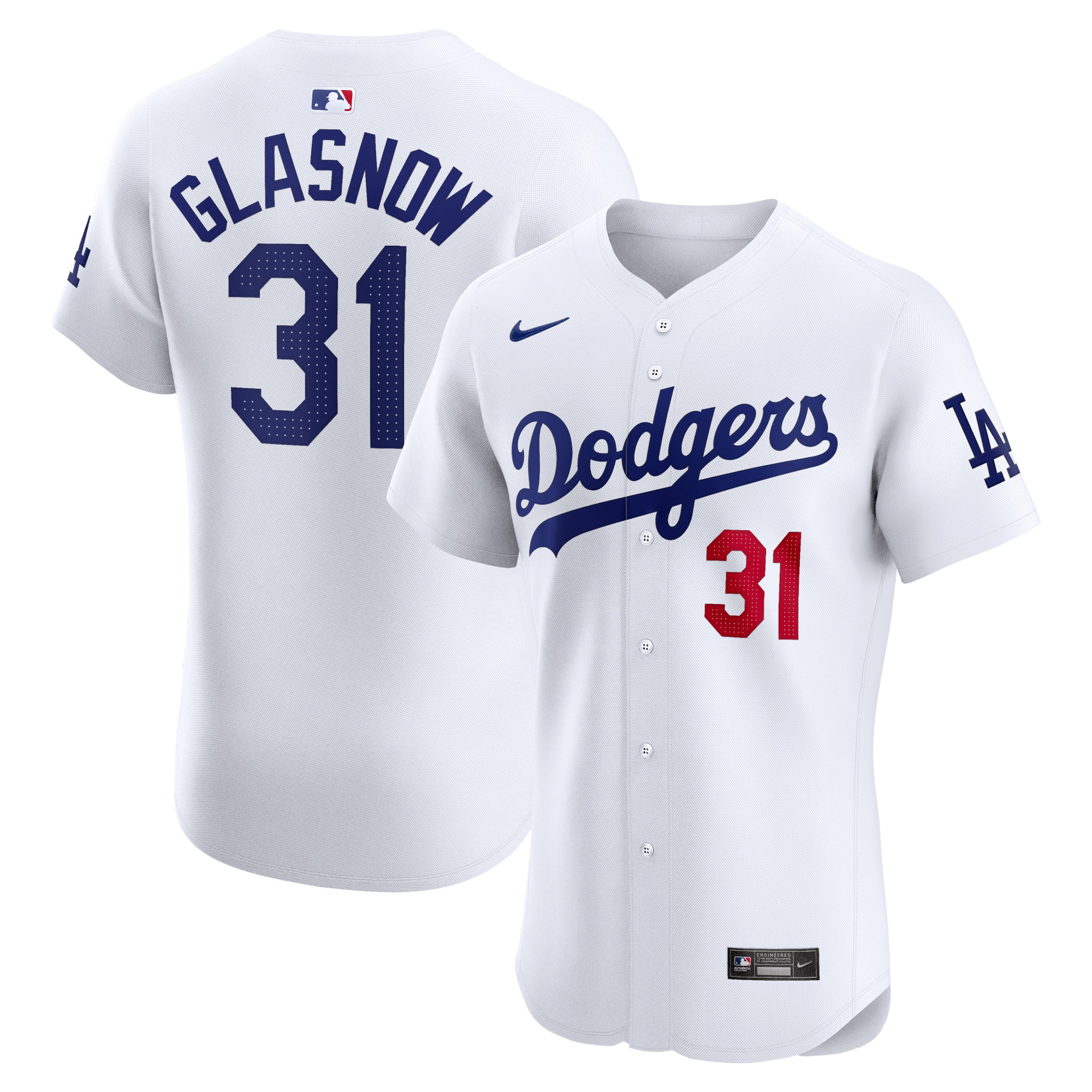 Tyler Glasnow Los Angeles Dodgers Home Elite Player Jersey – White