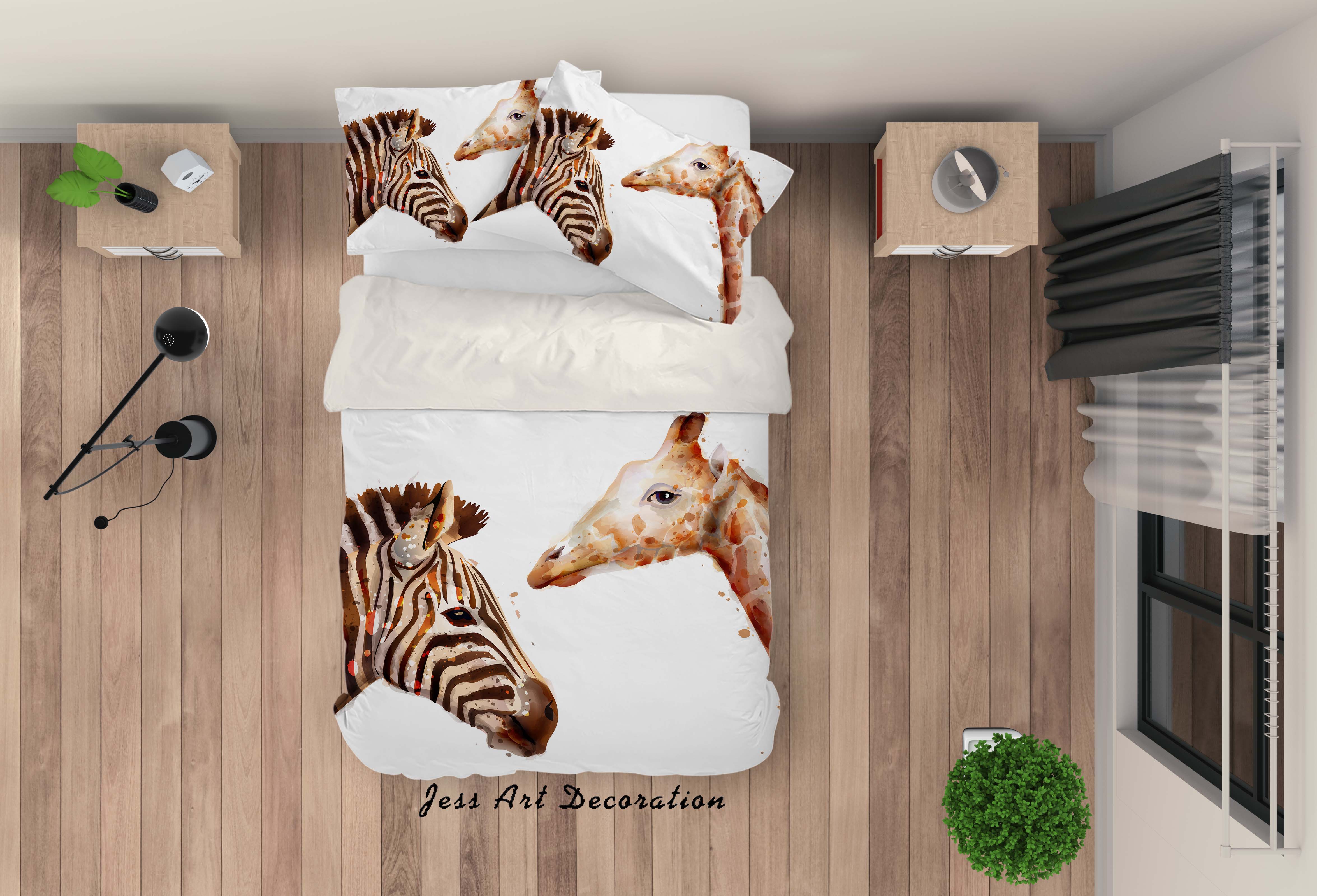 3D Embossed Giraffe Zebra Animal Quilt Cover Set Bedding Set Duvet Cover Pillowcases Lxl