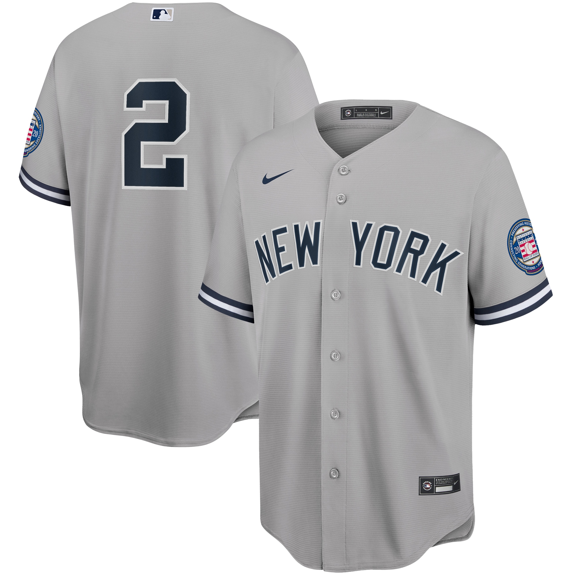 Men’s New York Yankees Derek Jeter Gray 2020 Hall of Fame Induction Jersey