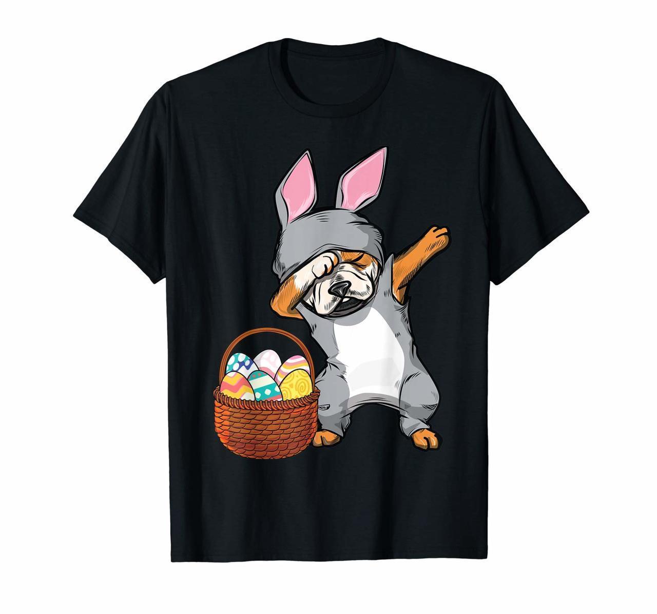 Dabbing Easter Bunny English Bulldog Boys T Shirt Design