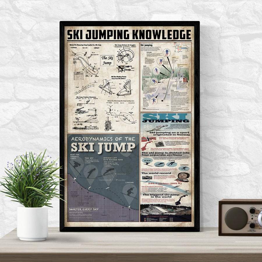 Wozoro Unframed Poster Wall Art Ski Jumping Knowledge Size 11×17, 16×24, 24×36 inch