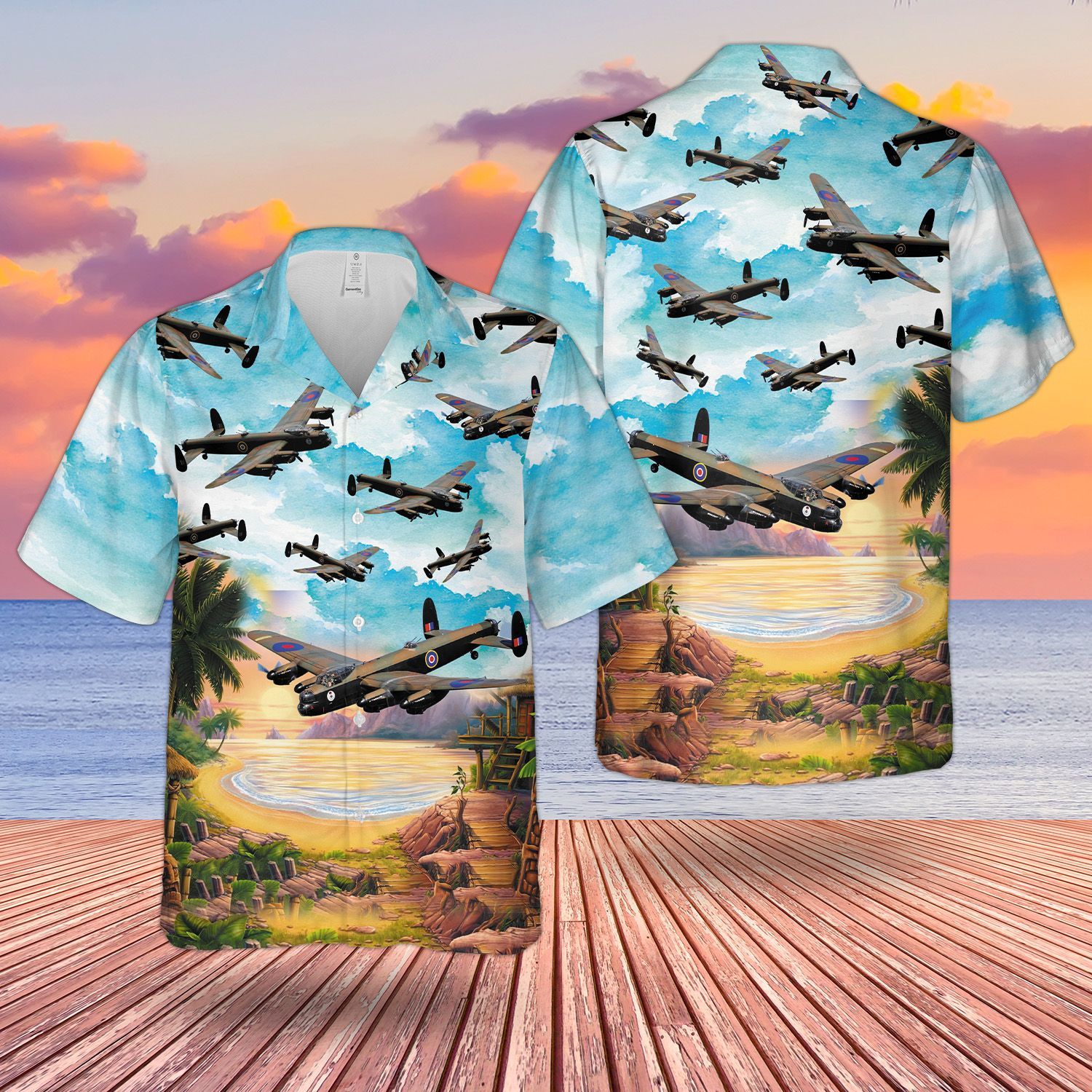 Raf Historical Lancaster Bomber Hawaii Shirt Shorts Ha20435