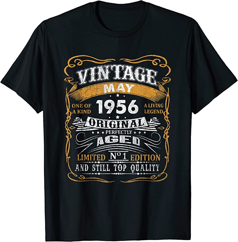 Vintage May 1956 T Shirt 65 Years Old 65th Birthday Gifts T-Shirt