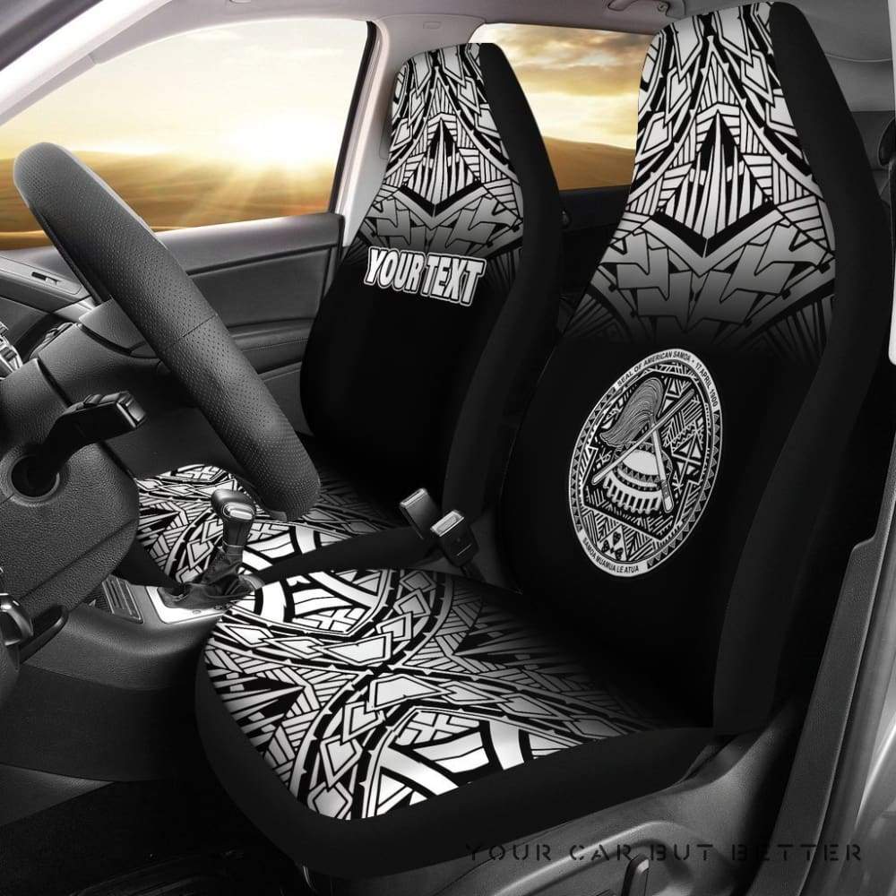 American Samoa Polynesian Custom Personalised Car Seat Covers Black Fog Bn12