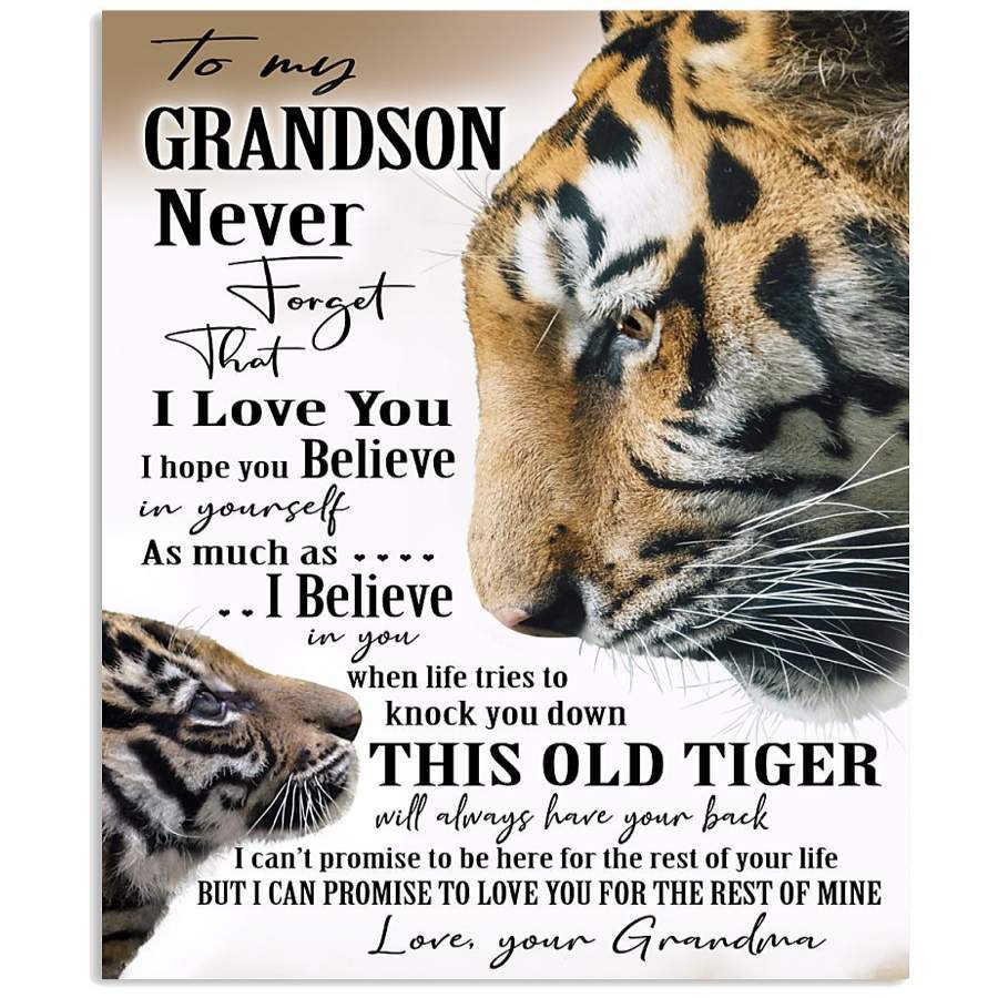 Tiger Lovely Message From Grandma Gifts For Grandsons Vertical Poster