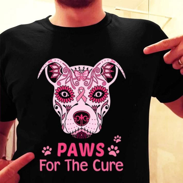 Pitbull Paws For The Cure Breast Cancer Awareness T Shirt Hoodie Sweater Size S-5Xl