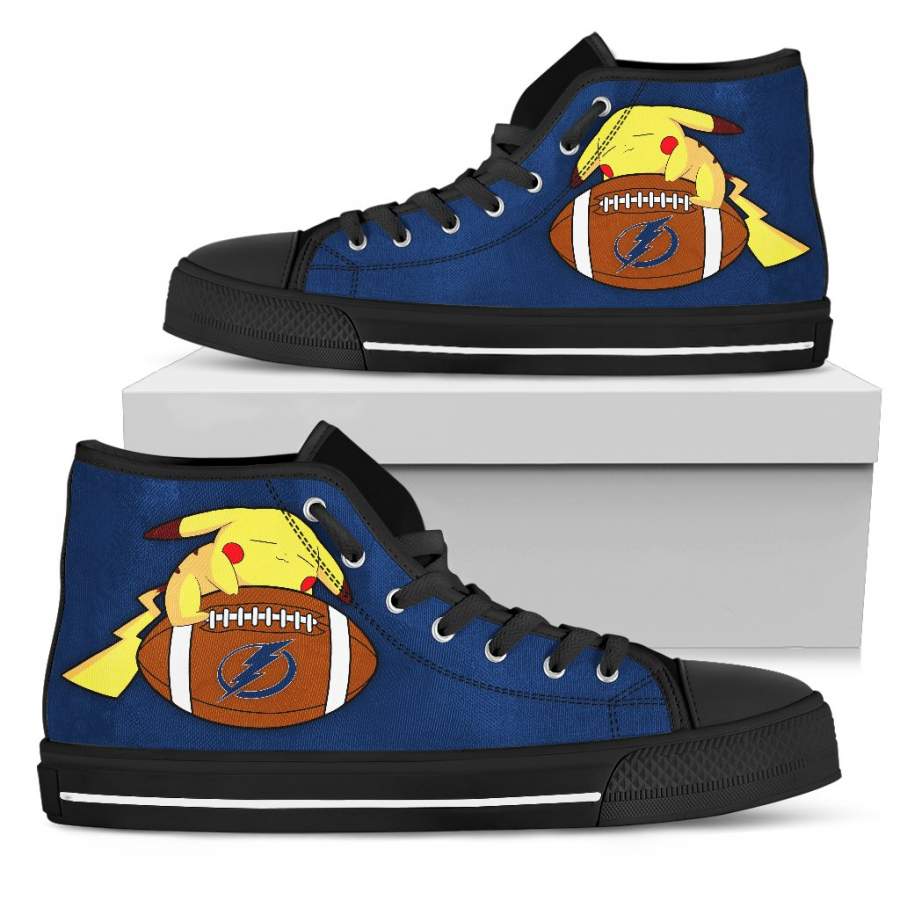 Pikachu Laying On Ball Tampa Bay Lightning High Top Shoes