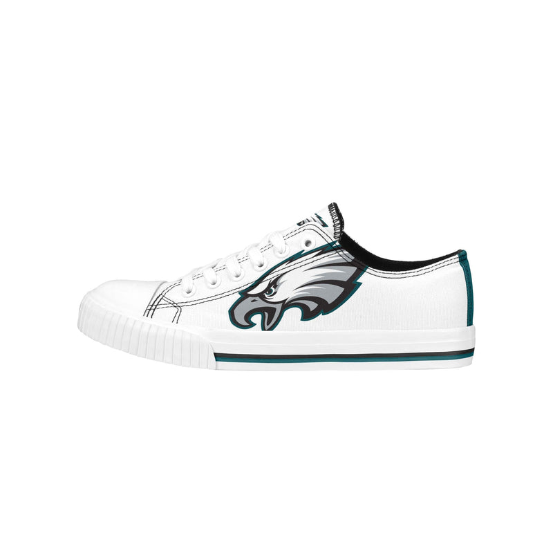 Philadelphia Eagles NFL Womens Big Logo Low Top White Canvas Shoes