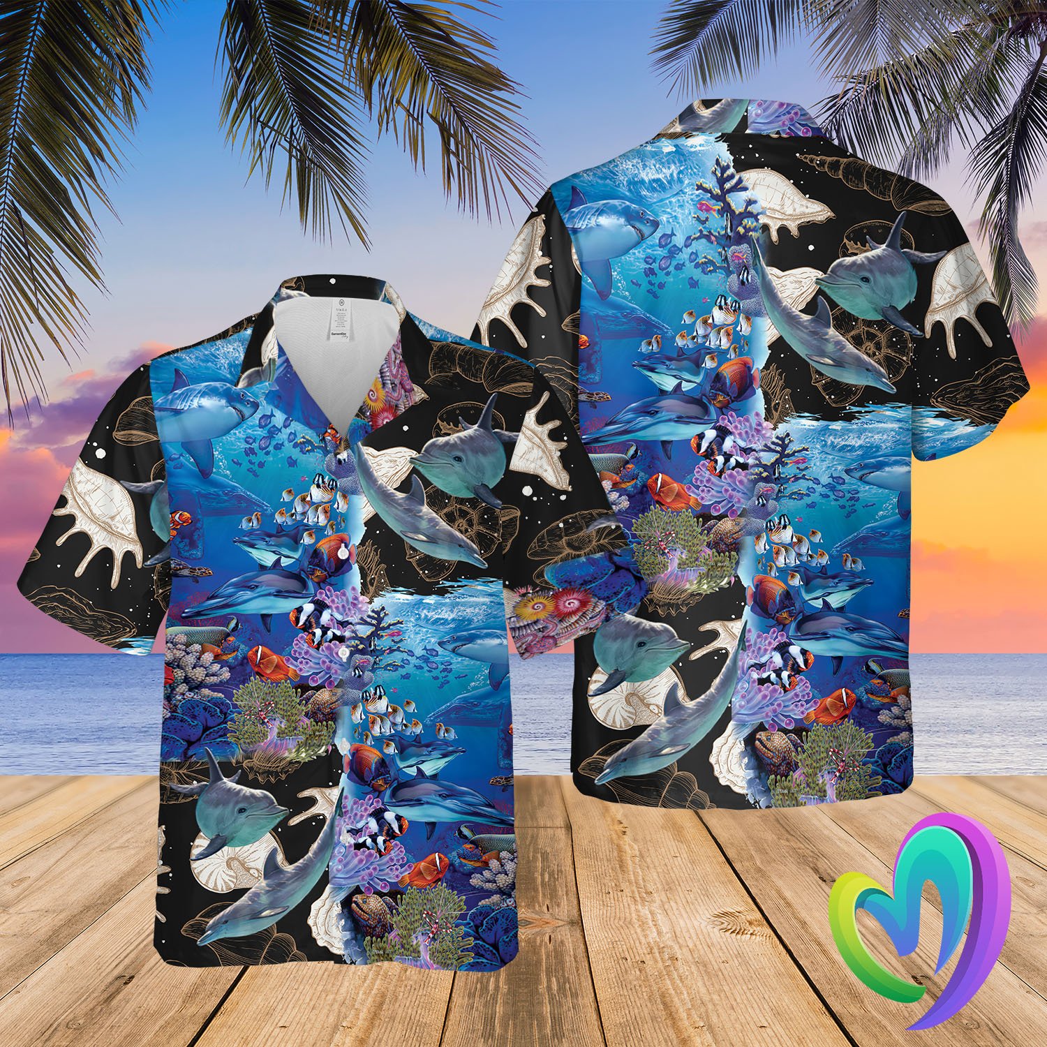 Dolphin Hawaiian Summer Beach Shirt Funny Aloha Shirt QBSM08