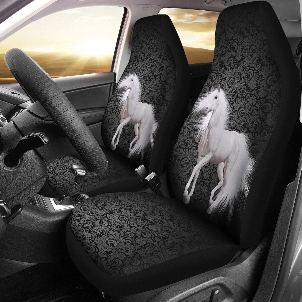 Amazing White Horse Car Seat Covers Lt04