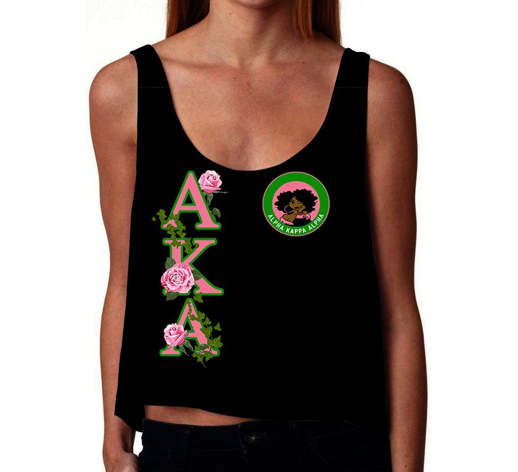 Wonder Print Tank Top – Alpha Kappa Alpha Pink Rose Croptop Tank Top