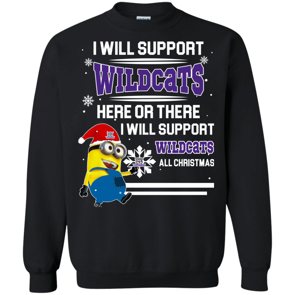 Amazing shirt Weber State Wildcats Minion Ugly Christmas Sweaters Support Here Or There All Christmas Sweatshirts
