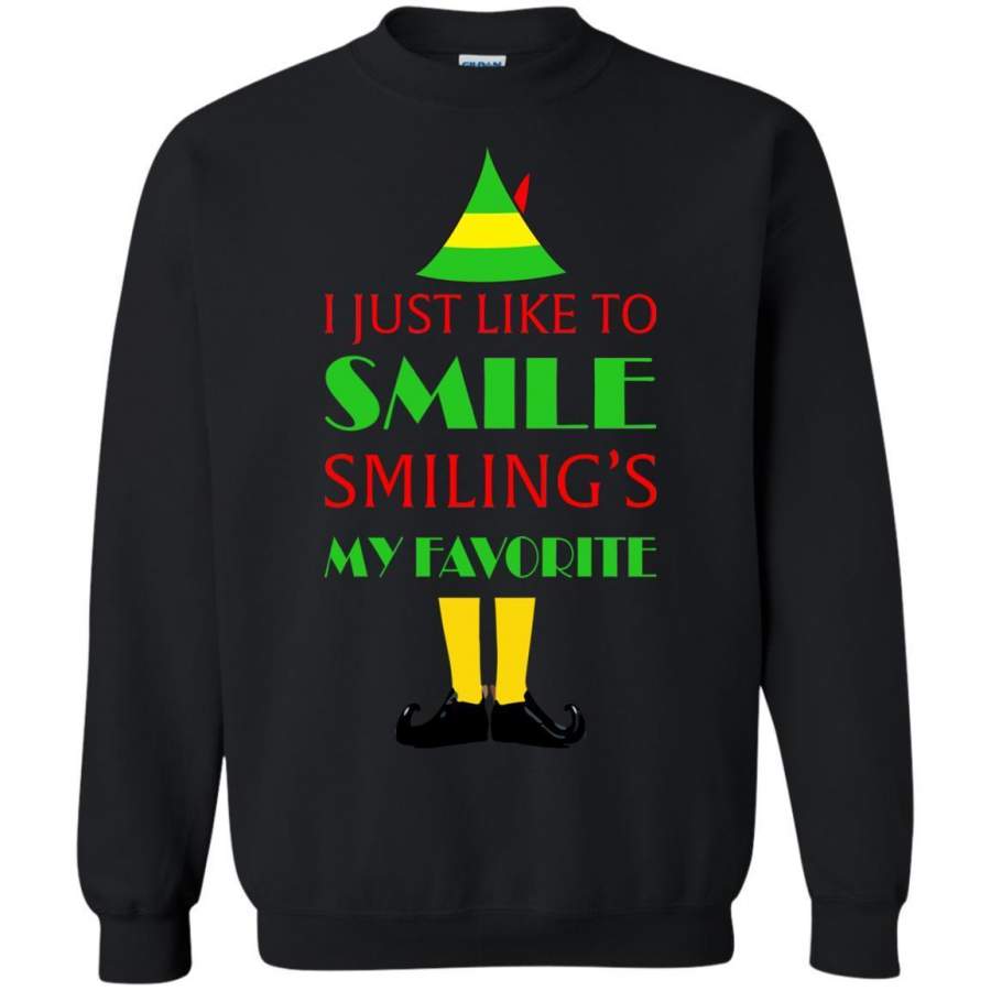 AGR I just like to smile Elf Smiling’s My Favorite sweatshirt