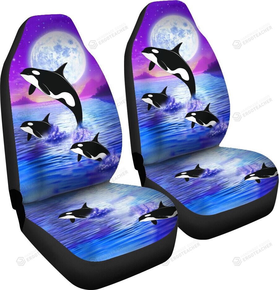 Purple Sky Killer Whales Jumping Car Seat Covers