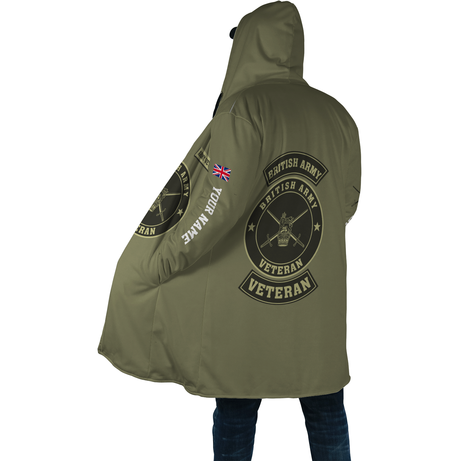 Proud To Be British Army Veteran Personalized Name – 3D All Over Printed Zip Cloak For Men And Women