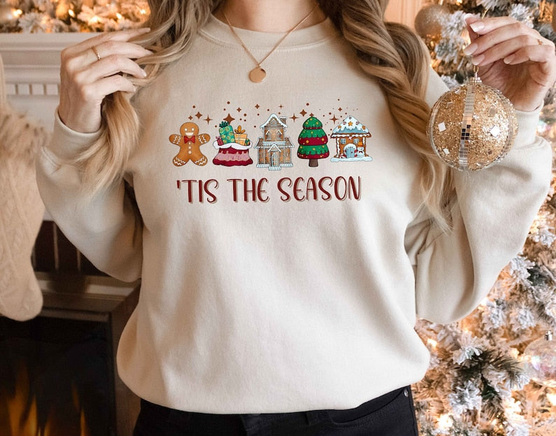 Tis The Season Christmas Sweatshirt 2D Crewneck Sweatshirt All Over Print Sweatshirt For Women Sweatshirt For Men Sws5076