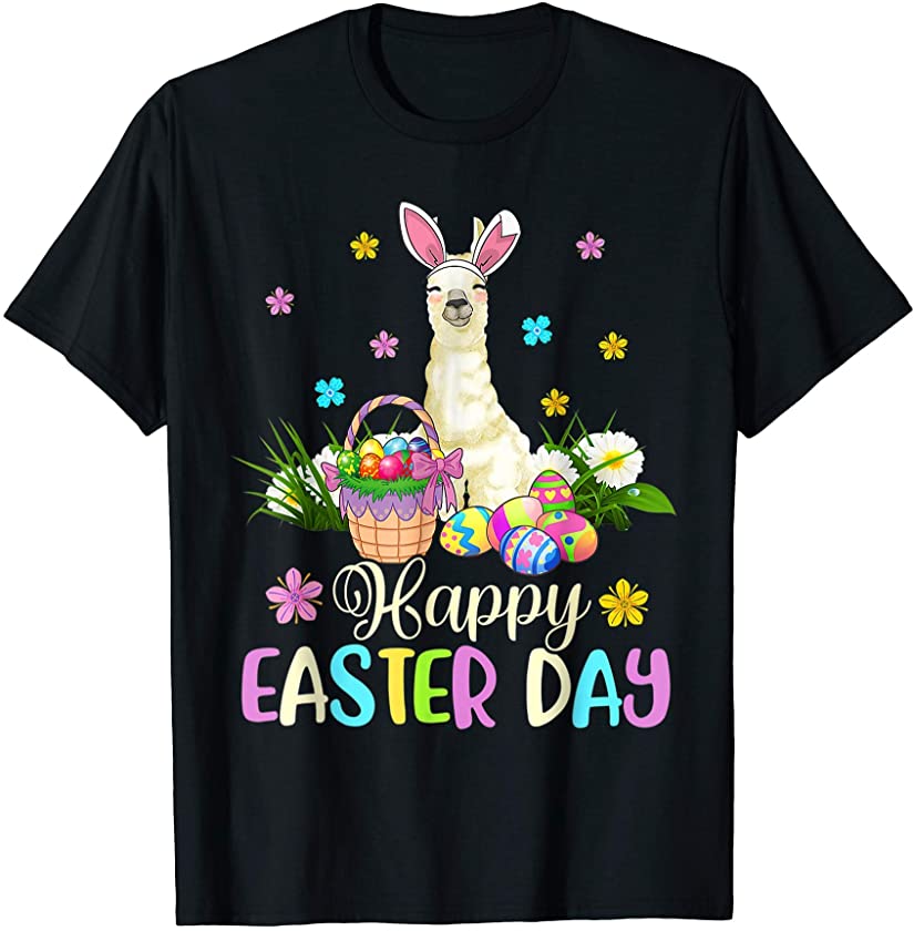 Bunny Llama Lover Happy Easter Day Egg T-Shirt