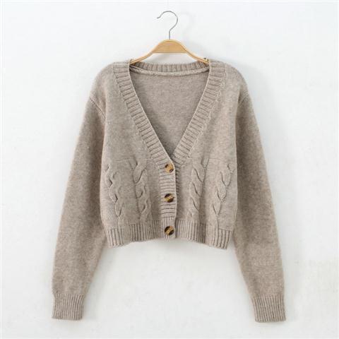 Autumn Winter Short High Waist Solid Color Sweater Women Single-breasted Knit Cardigan Small Sweter Women Jacket New Top Femme alx