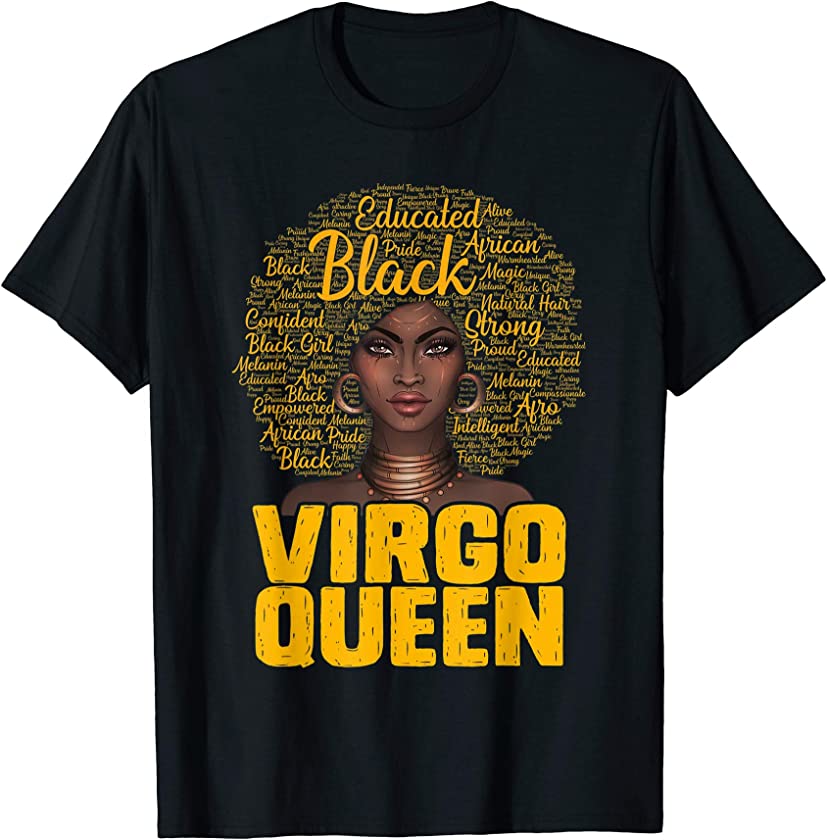 Virgo Queen Black Woman Afro Natural Hair African American T-Shirt