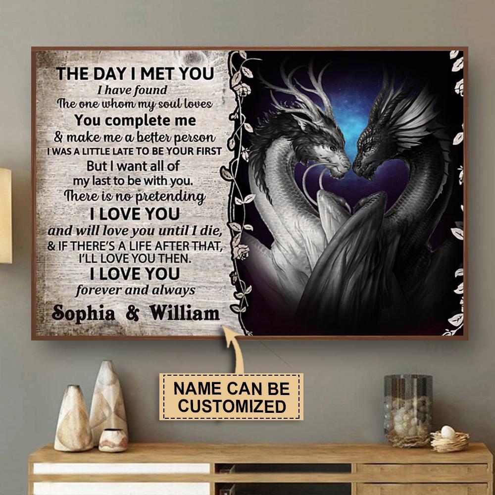 Aeticon Gifts Personalized Dragon The Day I Met Canvas Mom Dad Gift Home Decor