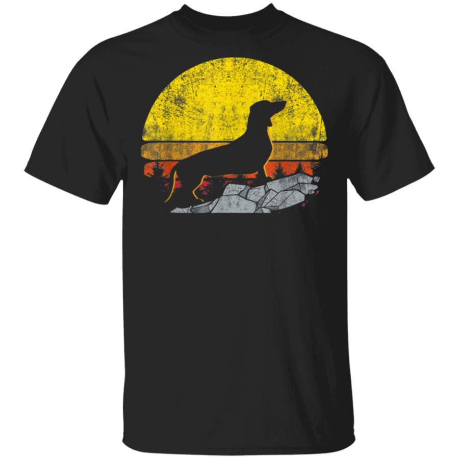 Vintage Retro Dachshund Dackel Sunset 60s 70s Pets Owners TShirt