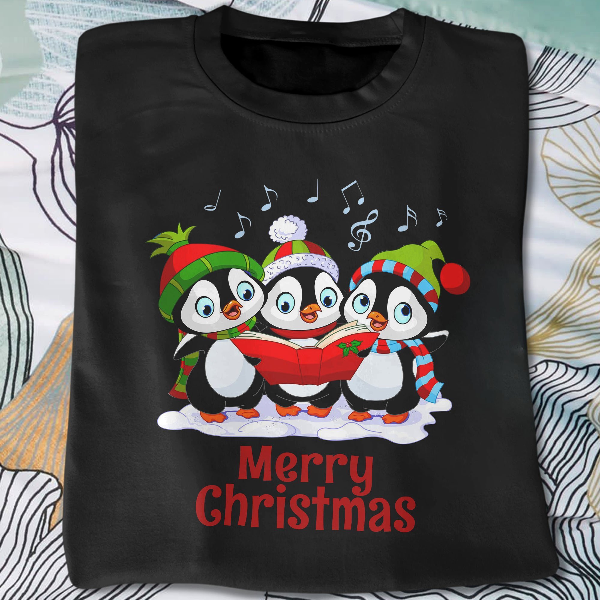 Penguin Merry Christmas Unisex T-Shirt Hoodie Sweatshirt Plus Size S-5Xl