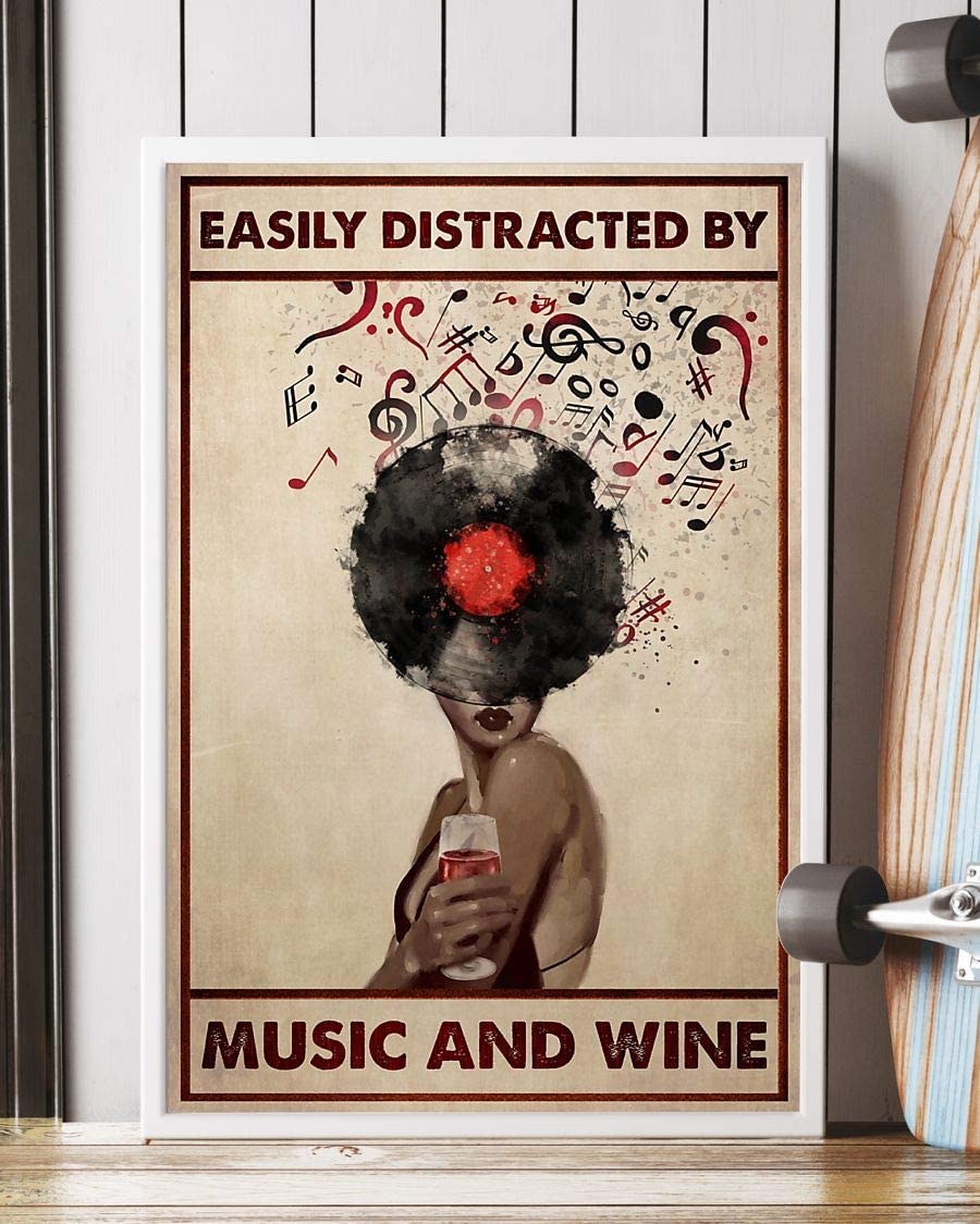 Vinyl Music Note Head Easily Distracted By Music And Wine Poster Perfect Ideas On Xmas Birthday Home Decor