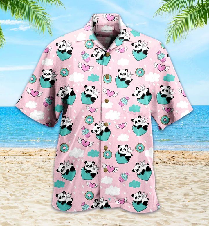 Panda Pink 3D Hawaiian Shirt