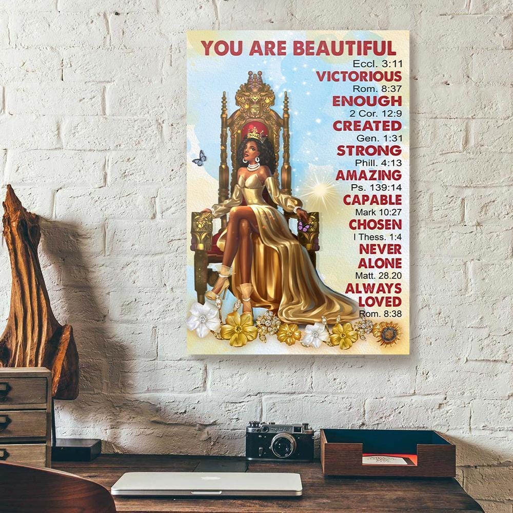 Canvas Prints You Are Beautiful Black Queen Vertical Canvas Wall Art Attractive Wall Art Home Decoration