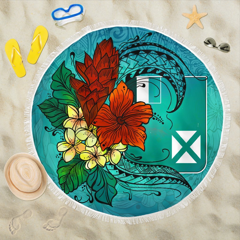 Wallis And Futuna Beach Blanket – Tropical Flowers Style