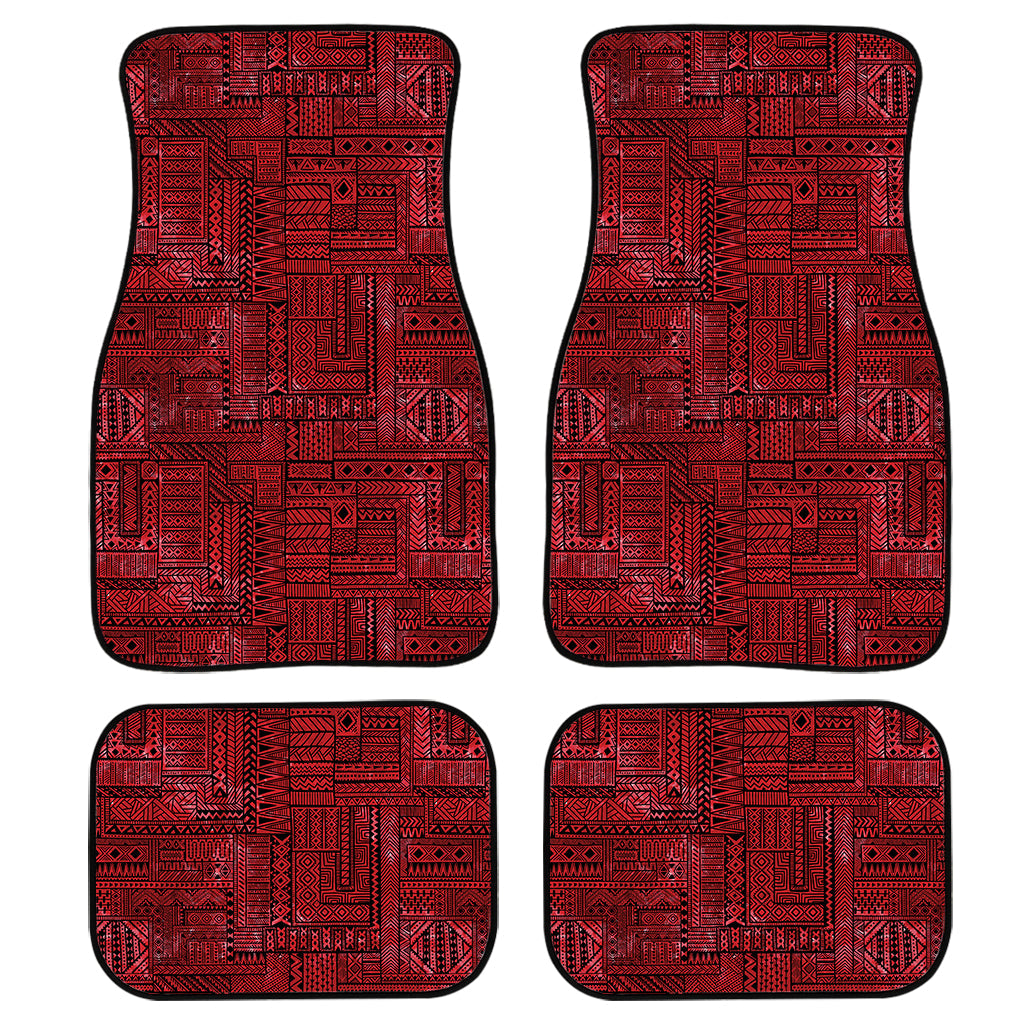 Red And Black African Ethnic Print Front And Back Car Floor Mats, Front Car Mat