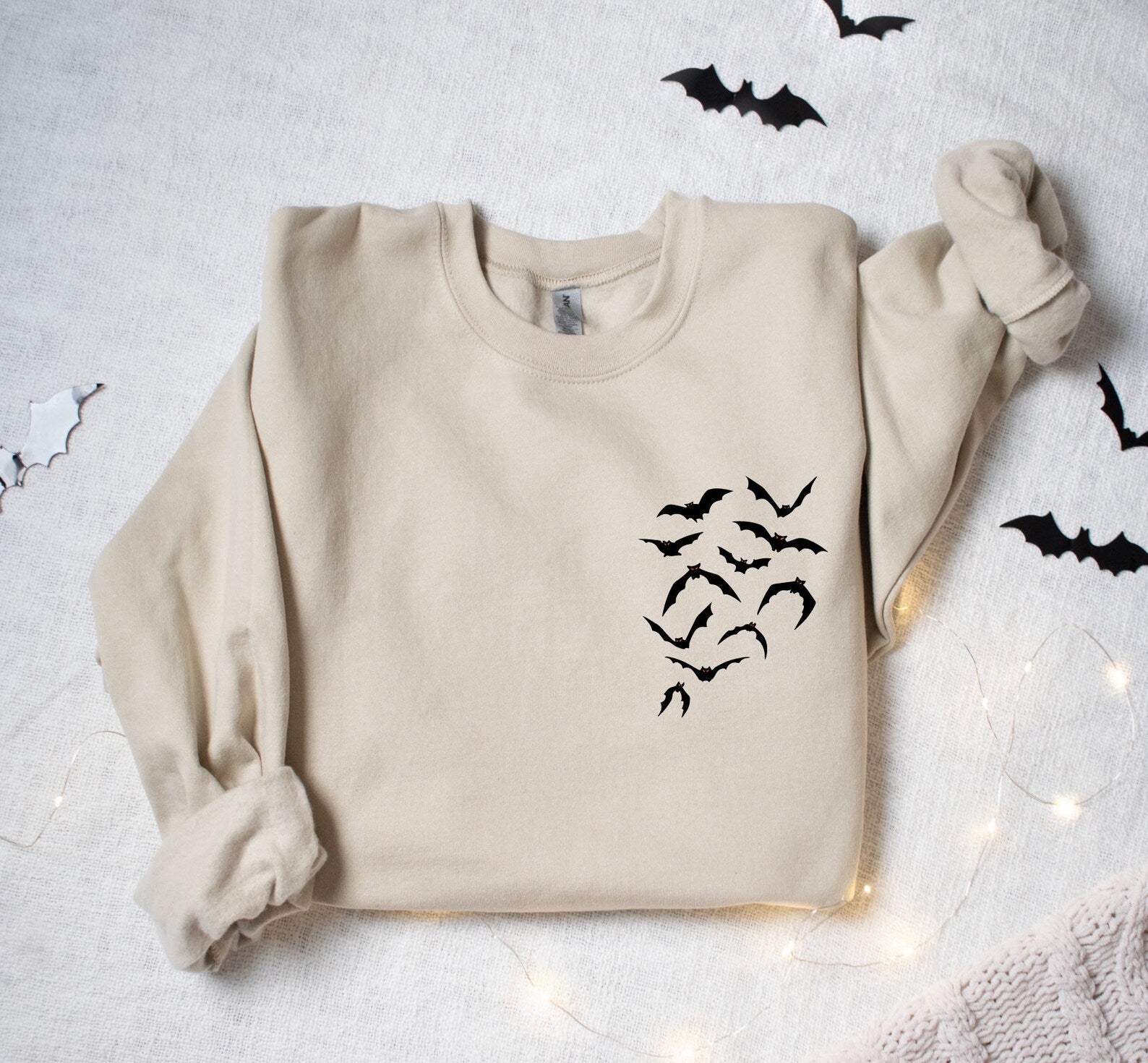 Bats Halloween Embroidered Halloween Sweatshirt 2D Crewneck Sweatshirt All Over Print Sweatshirt For Women Sweatshirt For Men Sws3371