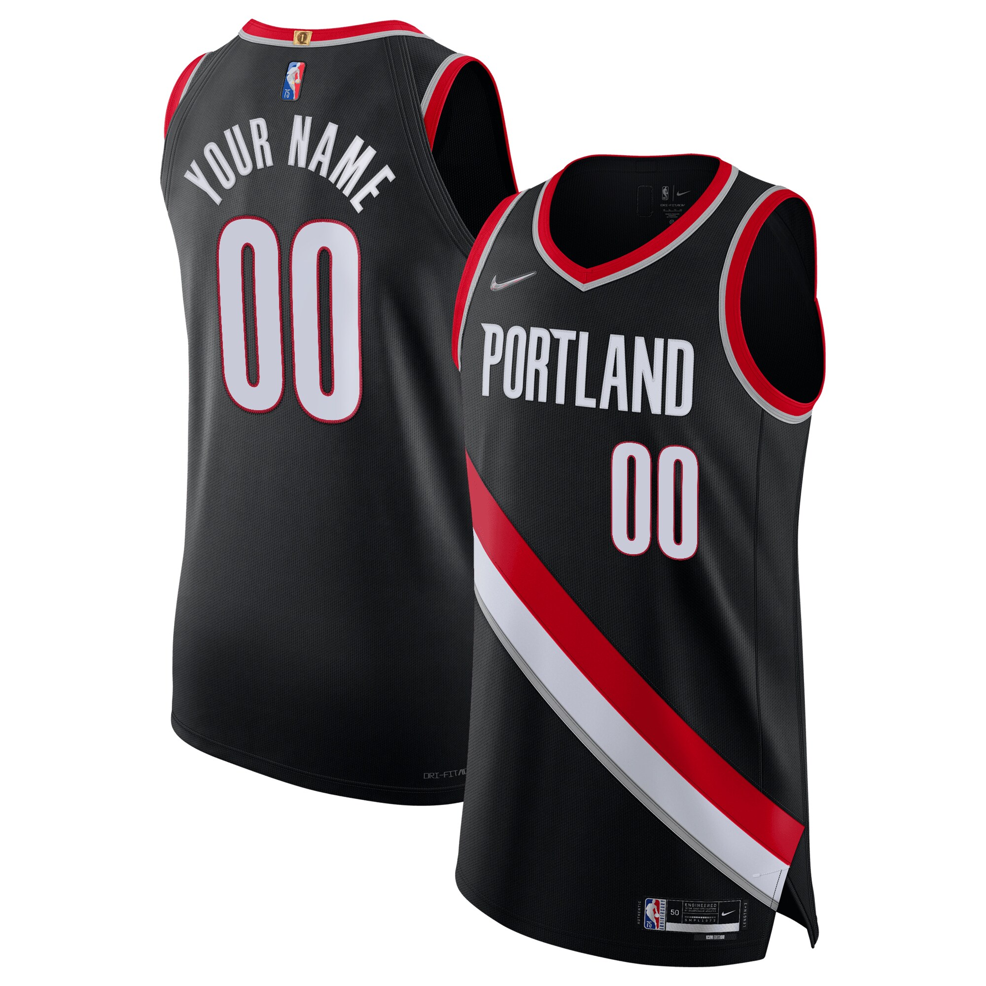 Portland Trail Blazers 2021/22 Diamond Authentic Custom Jersey – Icon Edition – Black