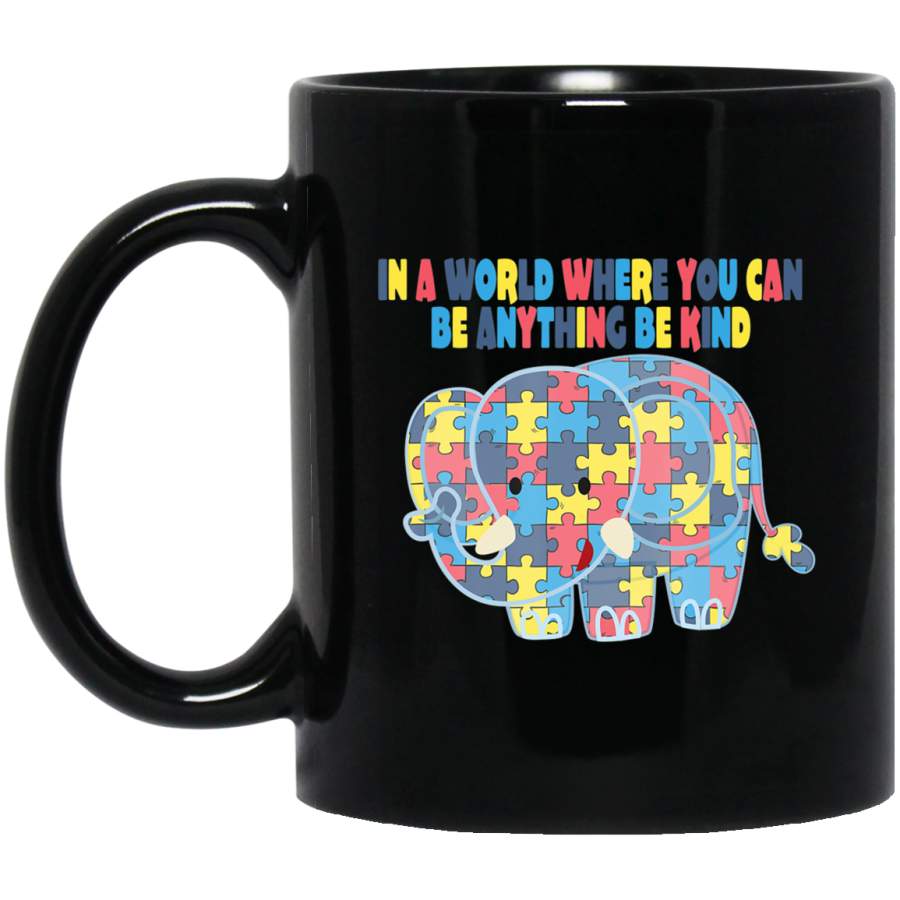 Autism Elephant Awareness Gift Dad Mom  Teachers 11oz 15oz Black Mug Idea 2nd April Puzzle Ribbon Support Autism Dad Mom Kids Autistic