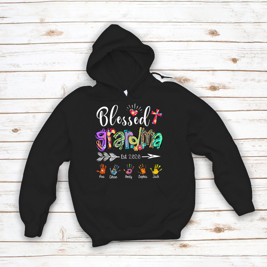 Blessed Grandma Est Colorful Hoodie