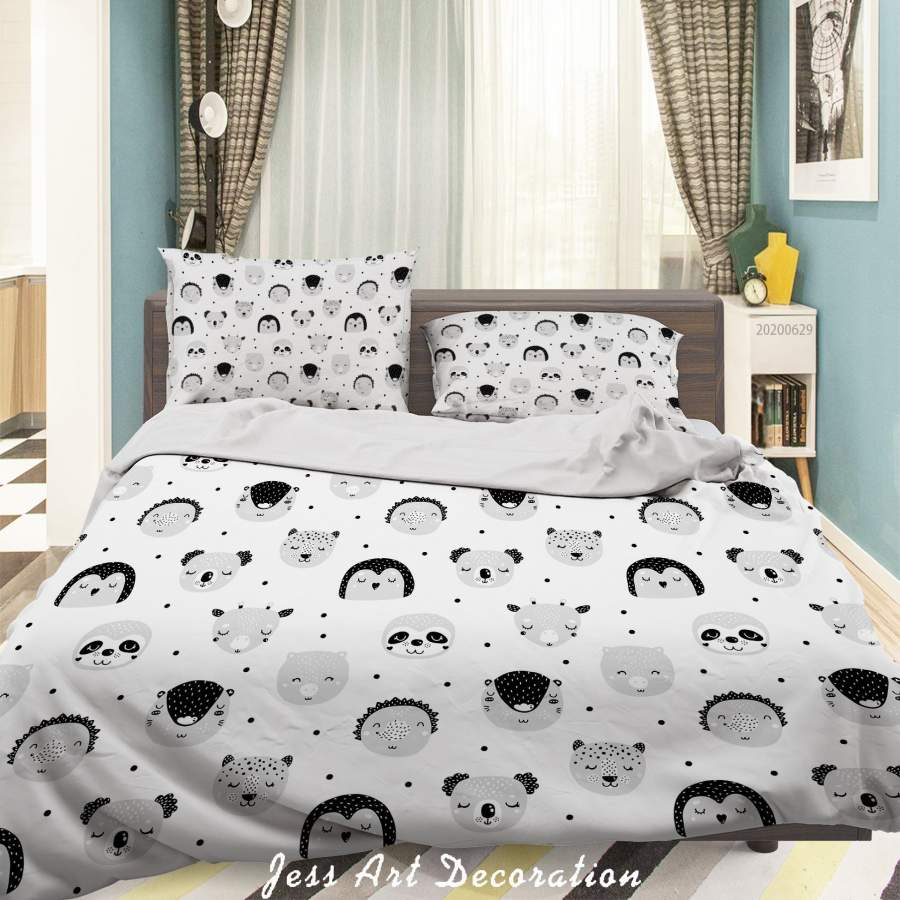 3D White Animal Quilt Cover Set Bedding Set Duvet Cover Pillowcases SF70