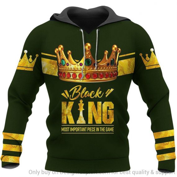 Black American Gift Green Black King Most Important Piece In The Game Personalized Unisex Hoodie Black And Proud 365