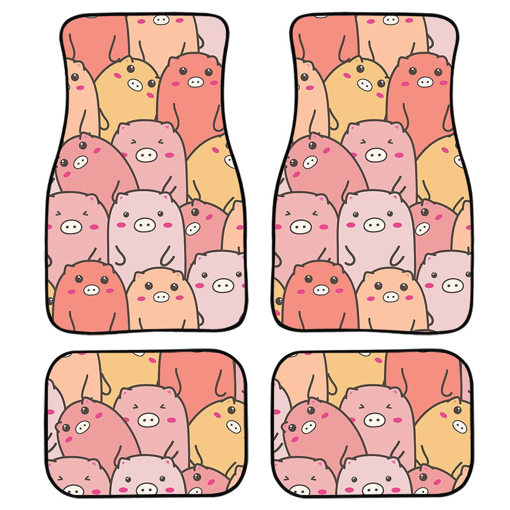 Cute Cartoon Pig Pattern Print Front And Back Car Floor Mats, Front Car Mat