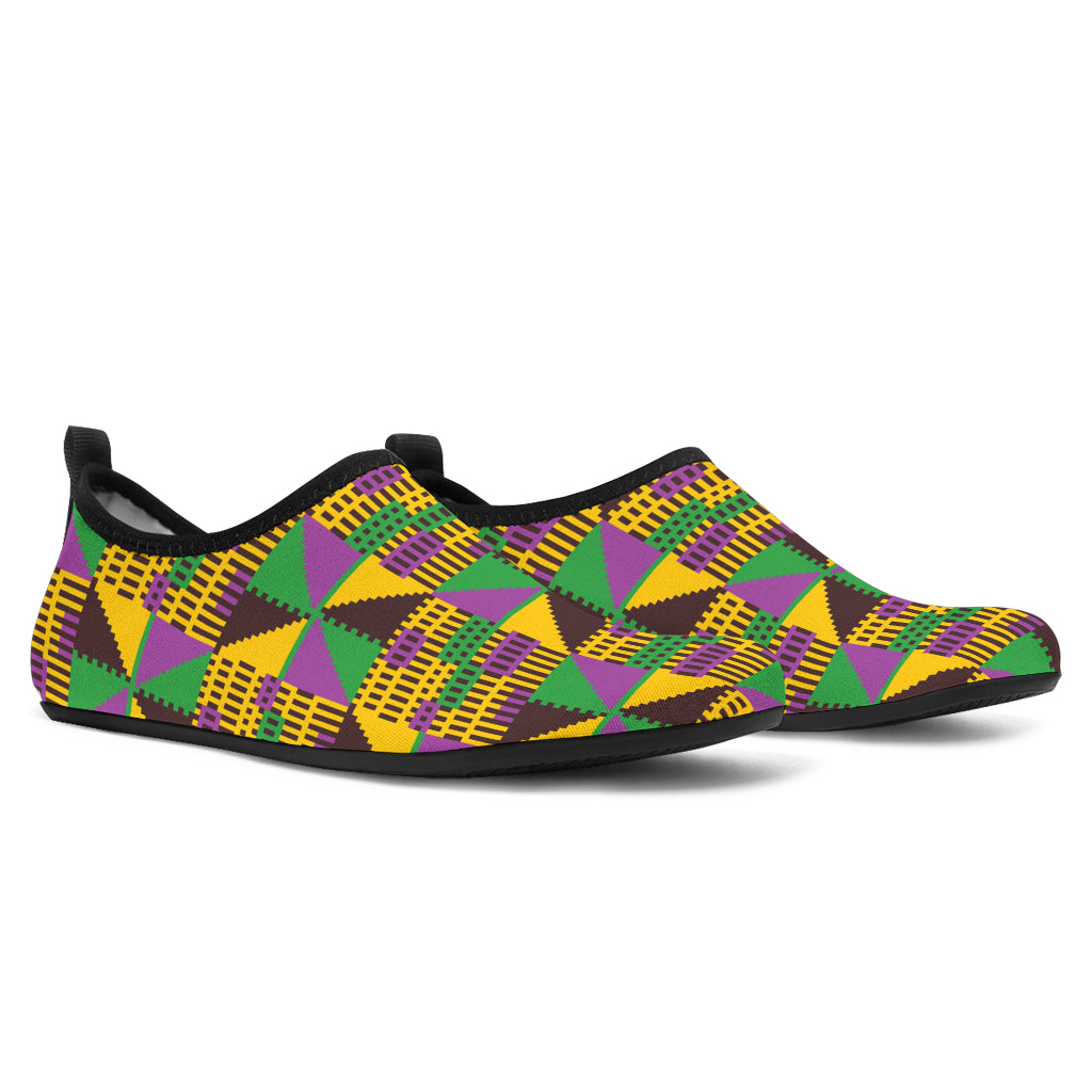 Kente Triangle Design African Print Aqua Water Shoes